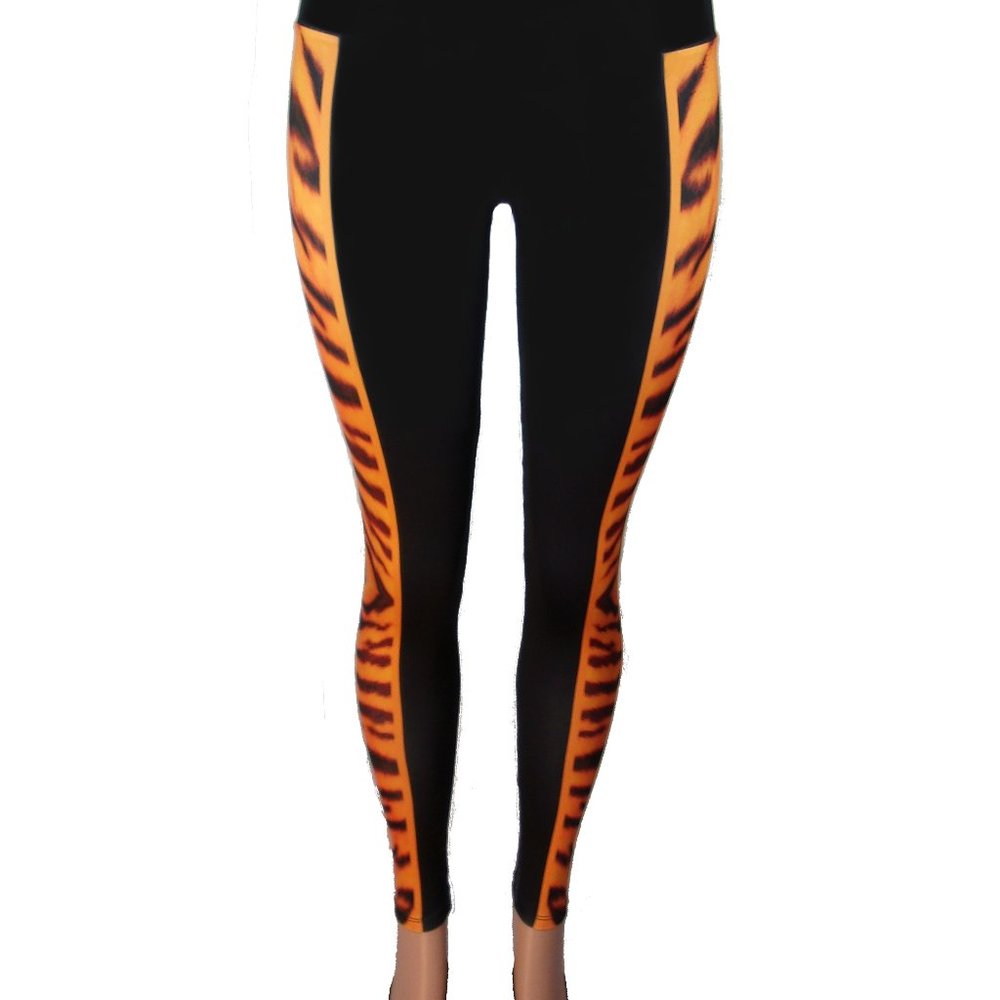 Women's Leggings, Tiger Print on Black, NWOT, Med